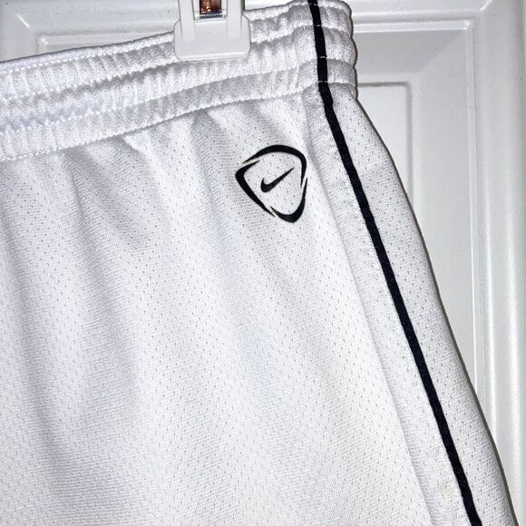 NIKE Dri-FIT Sport Workout White with Black Logo Shorts Womens Large - Picture 4 of 12